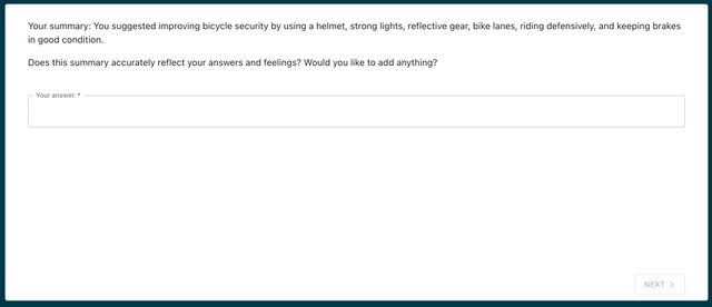 Adaptive question resume mode on