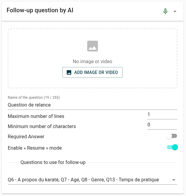 Reference question selector