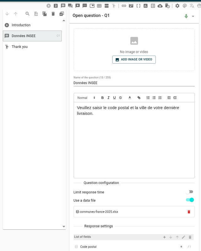 Open question interface